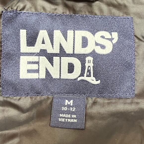 Lands’ End Women’s 10/12 Black Down Blend Zip Front Puffer Vest Insulated Fall - Picture 3 of 6